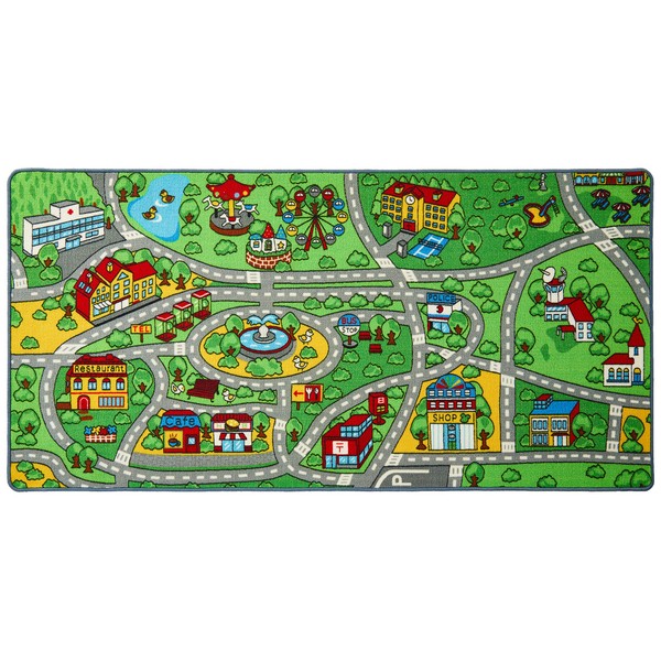 Click N' Play Kids Play Mat, X-Large Area Rug for Kid and Toddler Bedroom or Playroom, Perfect as a Classroom Rug, Fun, Educational, Non-Slip Activity Rug for Boys and Girls with a Road for Toy Cars