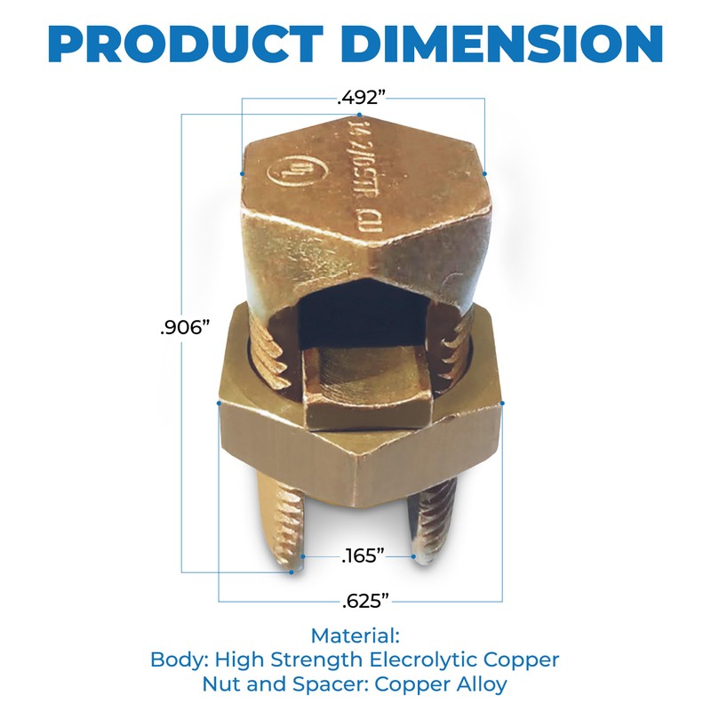 OHLECTRIC Hex Head Copper Split Bolt Connector 6 AWG (5