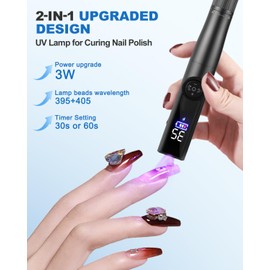 Electric Nail Drill with UV Nail Light 2 in 1 Combo, 35000RPM Cordless Nail Drill with LCD Screen, Rechargeable Electric Nail File with 7 Bits Portable Nail Drill Kit for Gel Curing Polish & Remove