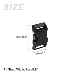 METALLIXITY Side Quick Release Buckle (2cm/0.8") 6Pcs, Plastic Adjustable Buckles - for Backpack Strap, Black