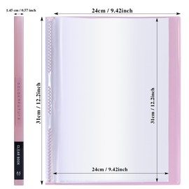 Tuhangcc Binder with Plastic Sleeves 8.5x11 20-Pocket - Heavy Duty Art Portfolio Folder with Clear Sheet Protectors,Displays 40Pages, Presentation Book for Artwork, Document Organizer(Silver)