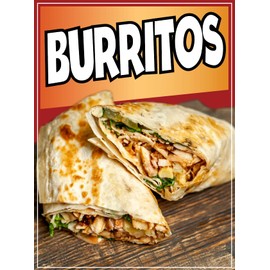 Burritos Decal Window Sticker Mexican Food Truck Concession Vinyl Restaurant (36" x 24")