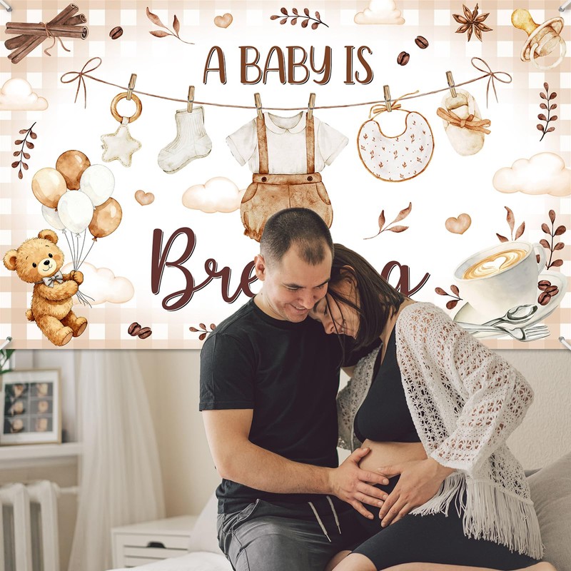 Avezano A Baby is Brewing Banner Coffee Themed Baby Shower