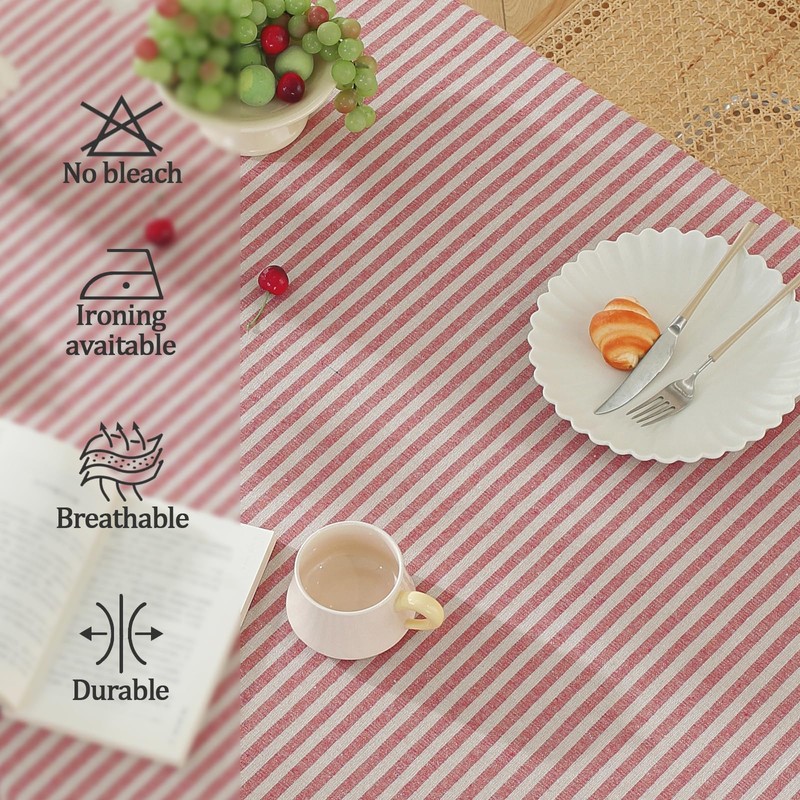meioro Tablecloths Striped Tassel Table Cloth Rectangular Tablecloth Cotton Linen