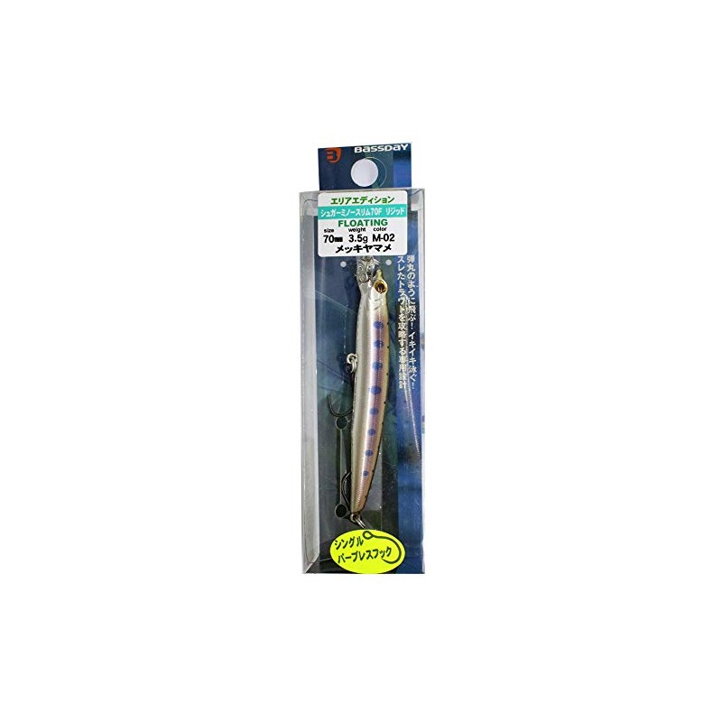Bassday Sugar Minnow Slim 70F Rigid Area Edition #M-02 Plated