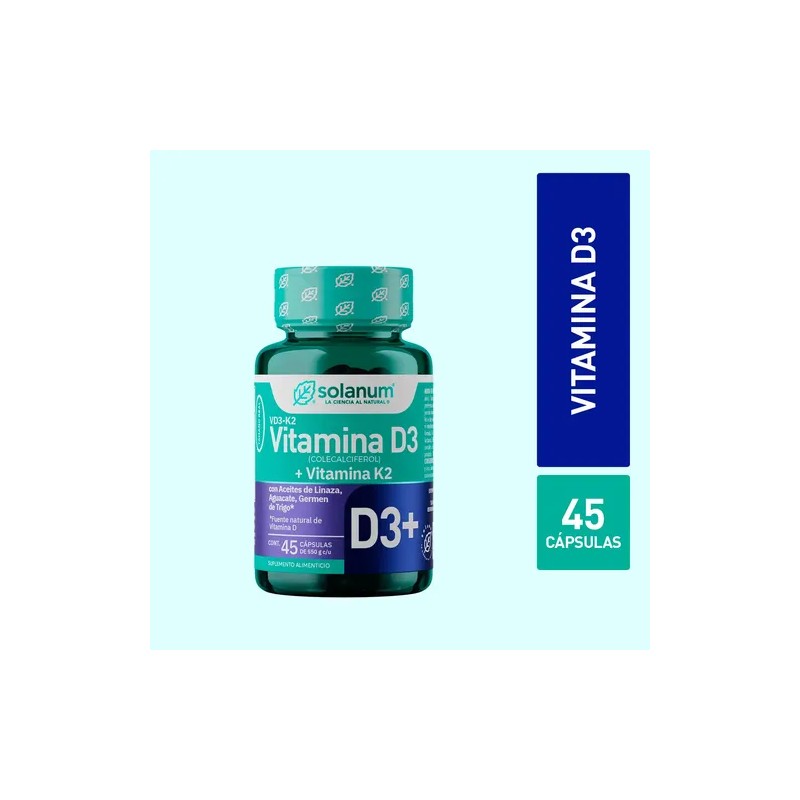 Vitamina D3 + Vitamina K2 Aceite De Linaza Solanum 45