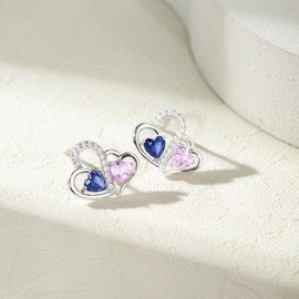 Iefil Amethyst Earrings - Garnet Earrings, Amethyst Earrings, January Birthstone Earrings, February Birthstone Jewelry for Women Trendy, 925 Sterling Silver Heart Jewelry Gifts for Her Wife Mom Sister