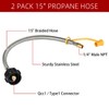 2 Pack 15" RV Propane Pigtail Hose, Stainless Steel 1/4"