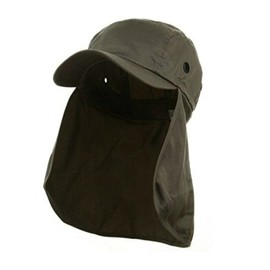 Men's Baseball Cap Neck Cover Hiking Fishing Hunting Camo Army Bucket Sun Flap (Olive)