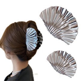 2Pcs Shell Metal Hair Clips for Women，Fashion Fall Hair Clips Cute Headpiece Fancy Jewelry Gifts for Thick Hair Sweet Extra Gold/Silver Hair Accessories