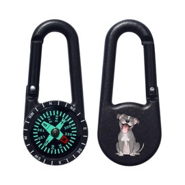 Azeeda 'Happy Pit Bull Terrier' Compass Keyring (KC00037385)