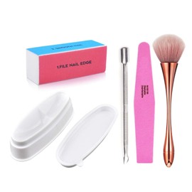 Dipping Powder Tool Kit with French Nail Dipping Powder Container Tray Nail Dust Brush Nail Files Buffer Block and Nails Dip Powder Nail Art