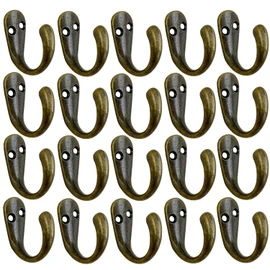 Gutapo Coffee Cup Hooks 20pcs Vintage Bronze Hooks Door Wall Closet Mounted Single Hook Hangers for Robe Coat with 46pcs Screws