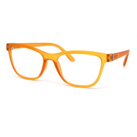 SA106 Womens Horn Rim Rectangular Bi-focal Reading Glasses +1.5 Orange