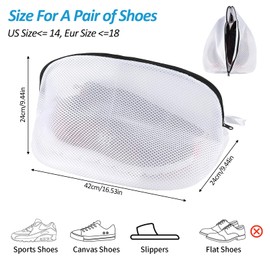 Shoe Washing Machine Bag, 3 Pcs Trainer Washing Machine Bag, Reusable Mesh Laundry Shoe Bags with Durable Zip Closure for Sneakers, Socks, Bras