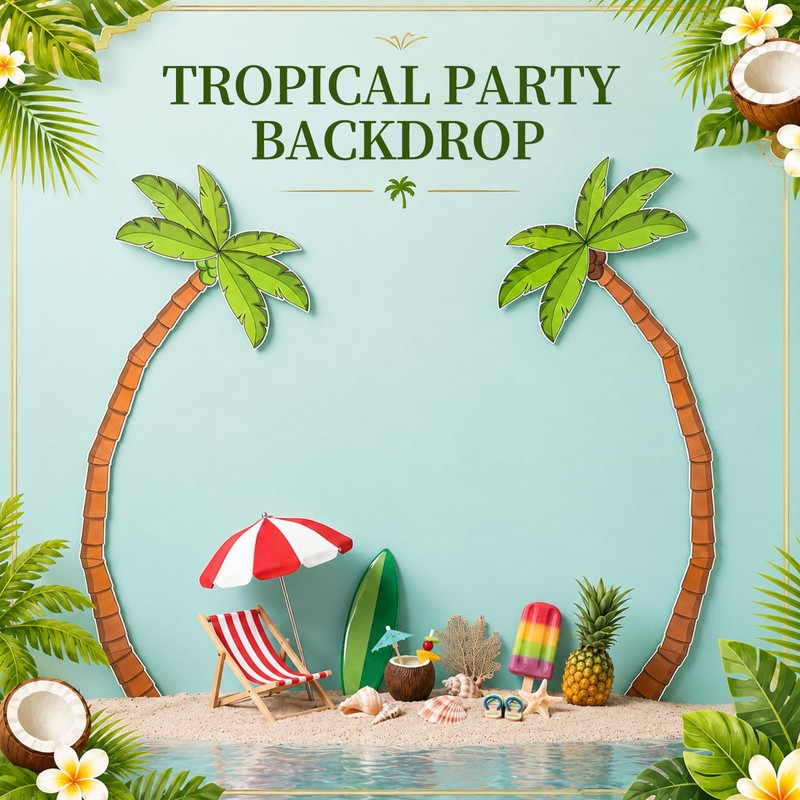 Dunzoom 4 Pack Jointed Palm Trees, Cardstock Paper Palm Tree
