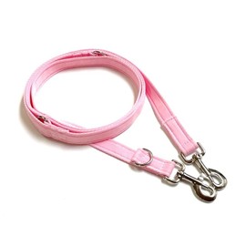 Police Style Dog Training Lead Double Ended 15ft (4.5 Metres Approx) Adjustable Leash Multi-Functional In Cushion Webbing (25mm, Baby Pink)