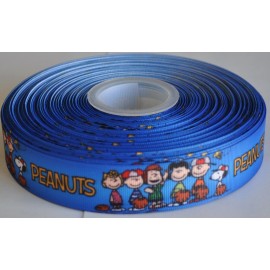 1 INCH PEANUTS GANG ON BLUE GROSGRAIN RIBBON- 1 YARD
