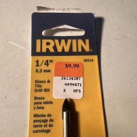 Irwin Carbide Tile and Glass Drill Bit 1/4" 50516
