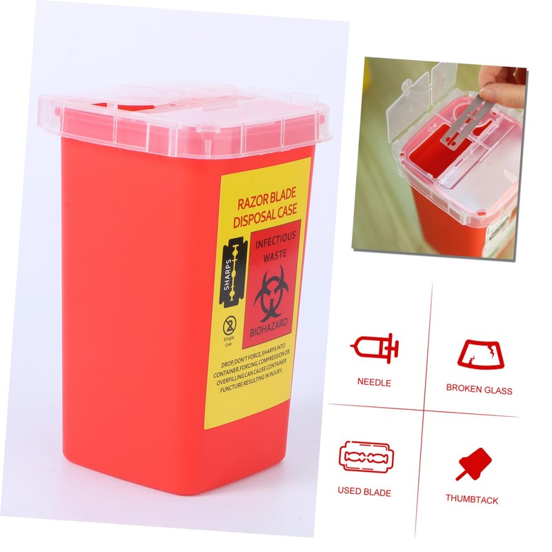 SAFIGLE 1Pc Razor Disposal Container Red Plastic Disposal Box with