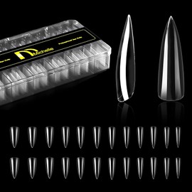 Michelle Long Stiletto False Nails Tips 504pcs Stiletto Press on Nails Pre-shape Fake Gel Nail Tips for Fake Cover Acrylic Nails False Nails For Nail Extension Home DIY Nail Salon Gelly Tips