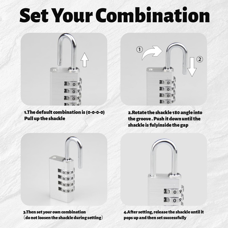 SISAV 4-Digit Aluminum Combination Padlock for Gym,School Lockers,Toolbox,Fence Gate,and Employee