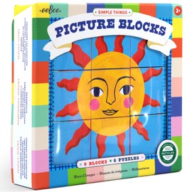 eeBoo: Simple Things Picture Blocks - 9pc, 2.5" Blocks, Solve 6 Animal/Nature Puzzles, Stacking & Sorting Toy, Develop Cognitive & Fine Motor Skills