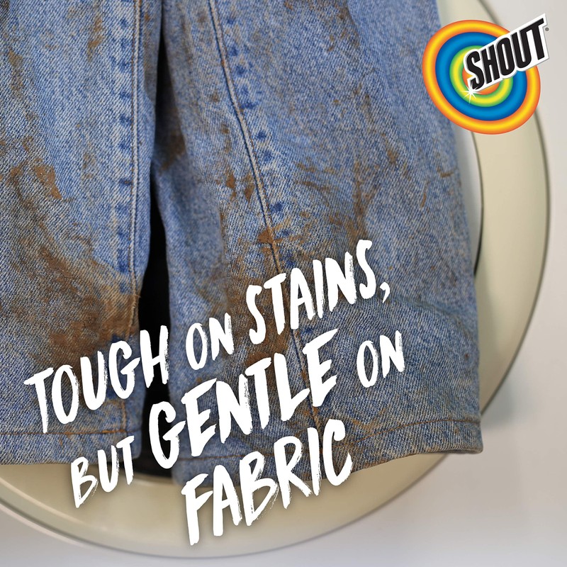 Shout Active Enzyme Laundry Stain Remover Spray, Triple-Acting Formula Clings,