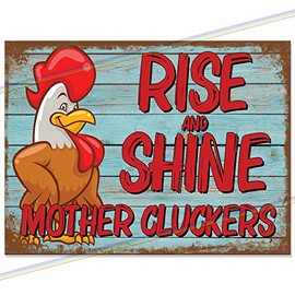 Rise And Shine Metal Bar Sign Father's Day Gift Outdoor Man Cave Tin Retro Vintage Hanging Wall Plaque Kitchen Garden Signs Shed Garage Funny Made Uk (15cm x 10cm)