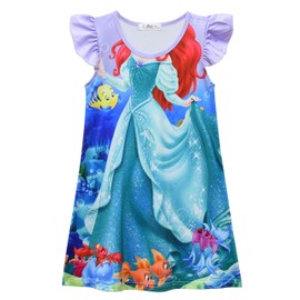 AOVCLKID Little Girls Princess Dress Toddler Cartoon Print Dress(2-3T,Purple 49)
