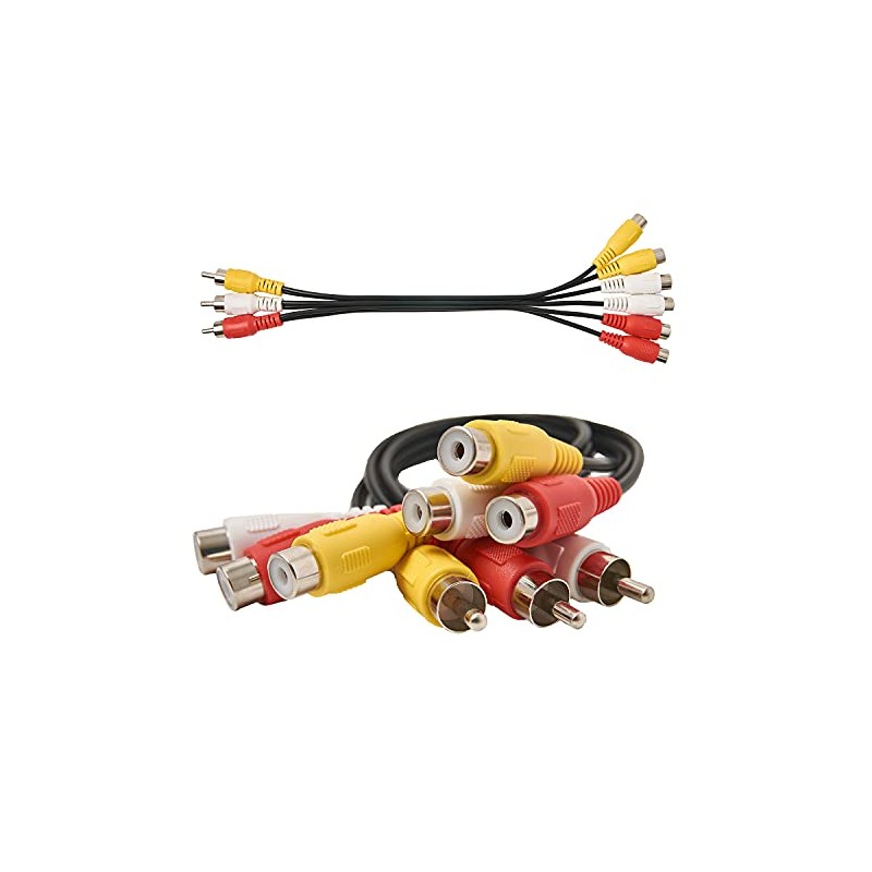 AV Cable Splitter, 3 RCA Male Jack to 6 RCA