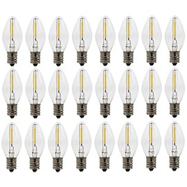 (25-Pack) C7 LED Replacement Night Light Bulb, 4W 5W 6W 7W Incandescent Equivalent, C7 Candelabra Base Night Light Bulbs, Christmas Light Strings, Electric Window Candles
