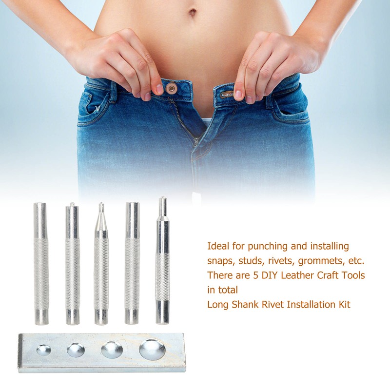 5pcs Snap Rivet Setter Die Punch Snap Kit Large Installation