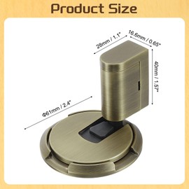 uxcell Magnetic Door Stopper, Silent Magnetic Floor Door Stop with Adhesive, Mechanical Floor Door Stop Shock Absorbing for Bedroom Office Bathroom, Bronze