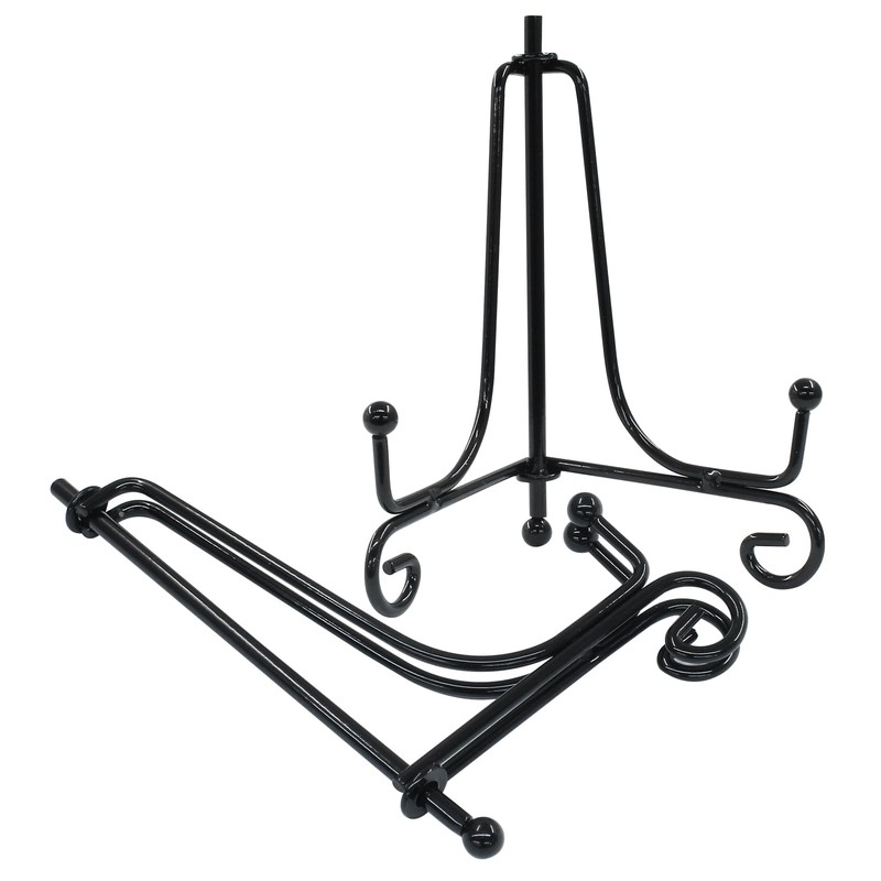 Hordion 2 Pack Plate Stand, 4 Inch Black Iron Easel
