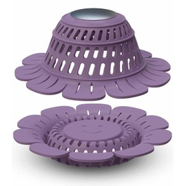Drain Hair Catcher, 2 Pack Silicone Foldable Drain Protector for Pop-Up & Regular Drains of Shower Bathtub Tub Bathroom Sink (Purple)