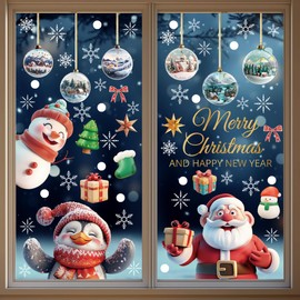 Christmas Window Stickers for Window Decoration: Window Clings Three-Dimensional Window Decal 9 Sheets for Party Decoration