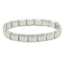 Stainless Steel Shiny Heart Base Bracelet Compatible with all 9mm Italian Style Charm Bracelets