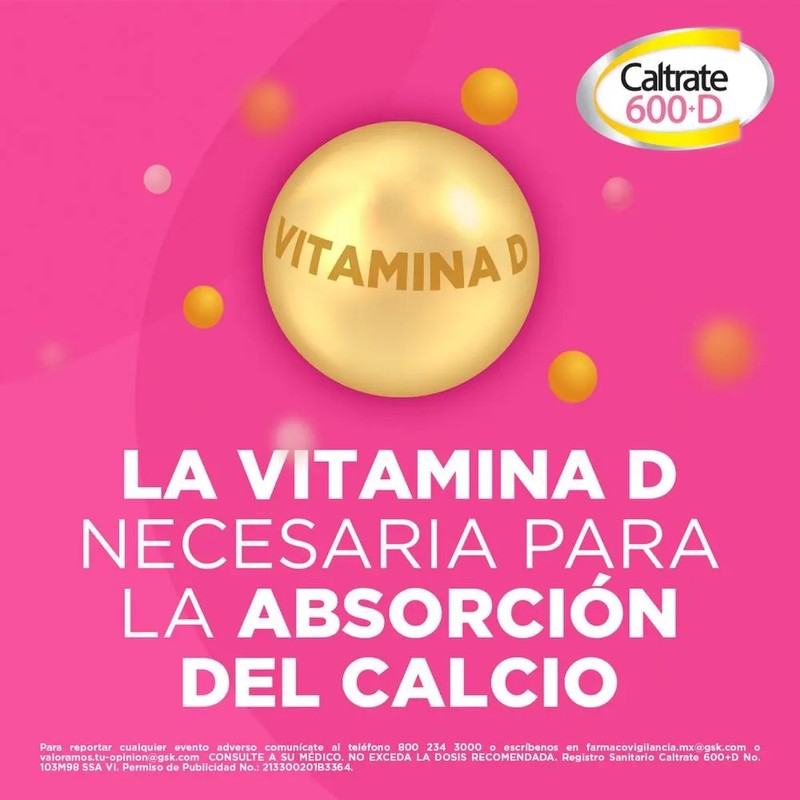 Caltrate Suplemento de Calcio 600 D 600mg 400 UI Frasco,