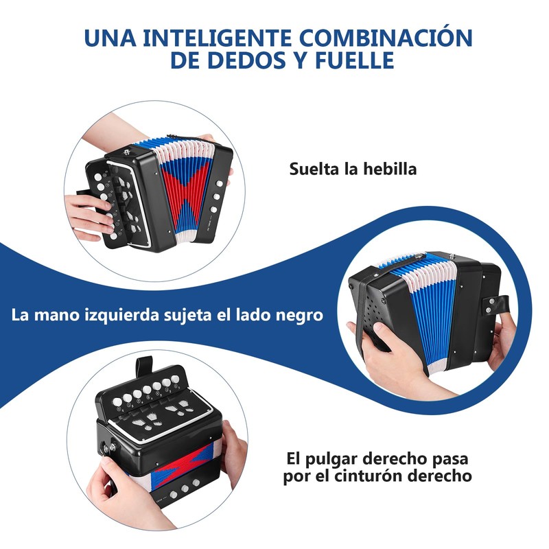 Acordeon de 7 Teclas, OUDAR Arcodeon para Principiantes para Interpretación,