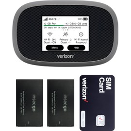 Verizon Wireless Jetpack Inseego MiFi 8800L | Free VPN Mobile Hotspot for Travel | 4G Mobile Portable WiFi | Unlocked Globally | Near 5G Speed up to 1200 Mbps | EVDO-LINK Bundle - Verizon Sim Card