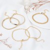 AHANDMAKER 5Pcs 14K Gold Plated Anklet Bracelets Layered Multi-strand Ankle