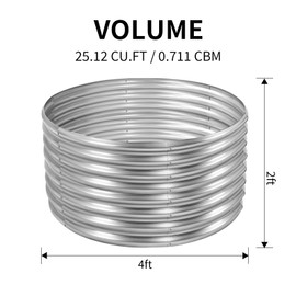 Land Guard 4×4×2ft Galvanized Raised Garden Bed Kit, Round Galvanized Planter Raised Garden Boxes Outdoor, Large Metal Raised Garden Beds for Vegetables, Silver