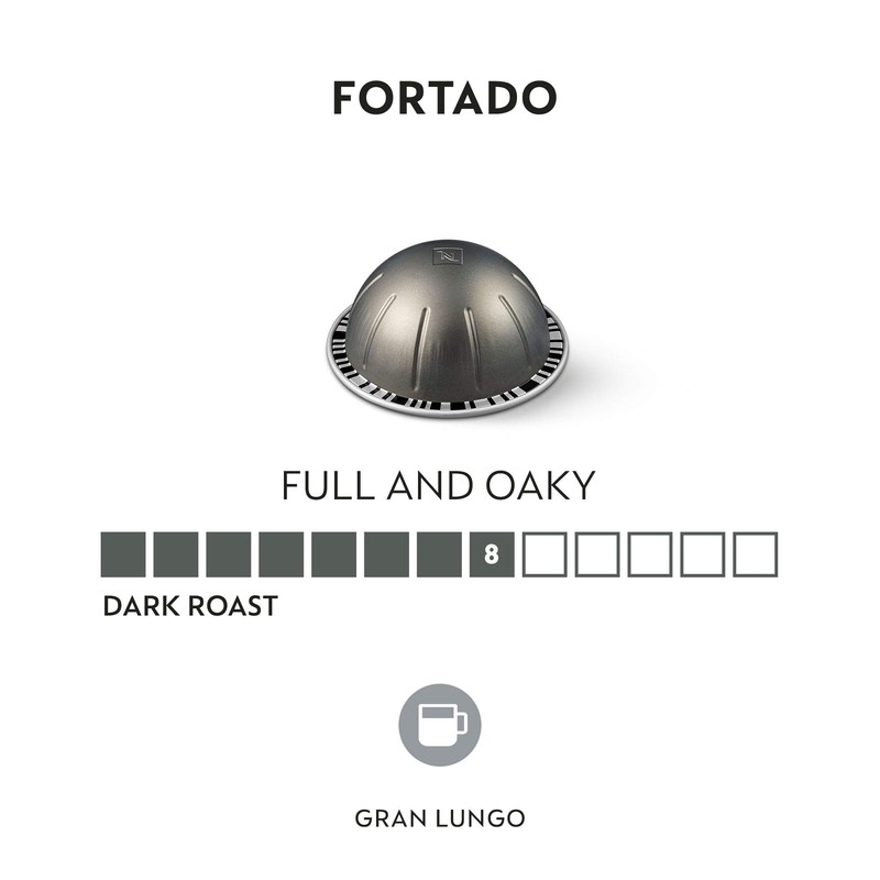 Nespresso Capsules Vertuo, Fortado Gran Lungo Americano, Dark Roast Espresso