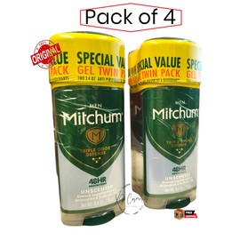 Mitchum 4 x Mitchum Men Triple Odor Defense  Unscented Antiperspirant Deodorant Gel 48h