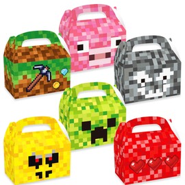 JeVenis Pixel Birthday Party Decoration Pixel Boxes Goodies Candy Treats Bags Boxes Decoration Birthday Party Supplies Game Fans Decors