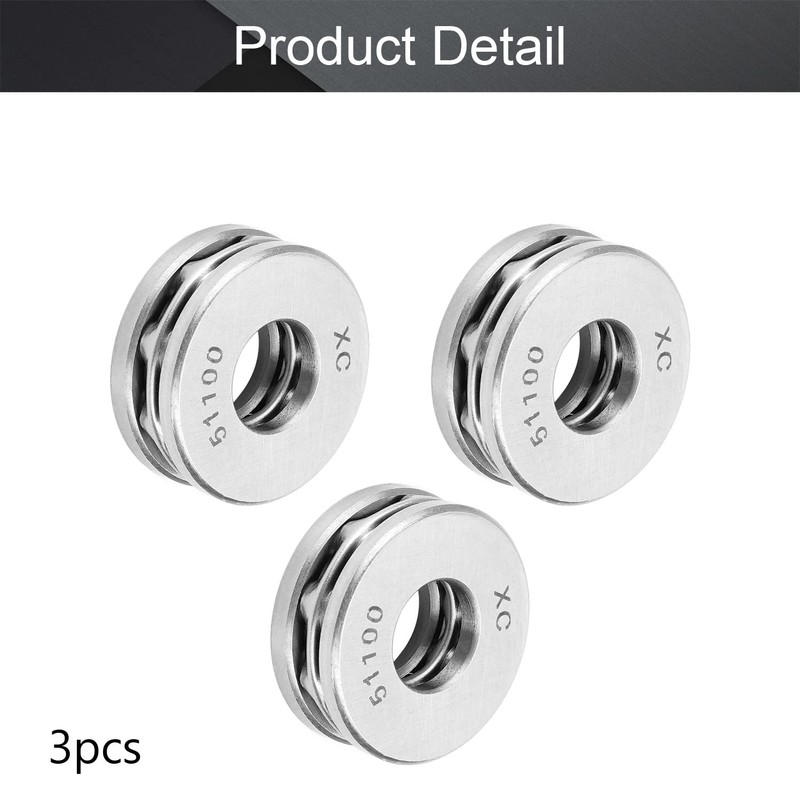 Othmro 51100 Thrust Ball Bearings, 3pcs 10mmx24mmx9mm Chrome Steel Roller