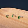 4MM Sterling Silver Earrings Cubic Emerald Green Zirconia Studs for