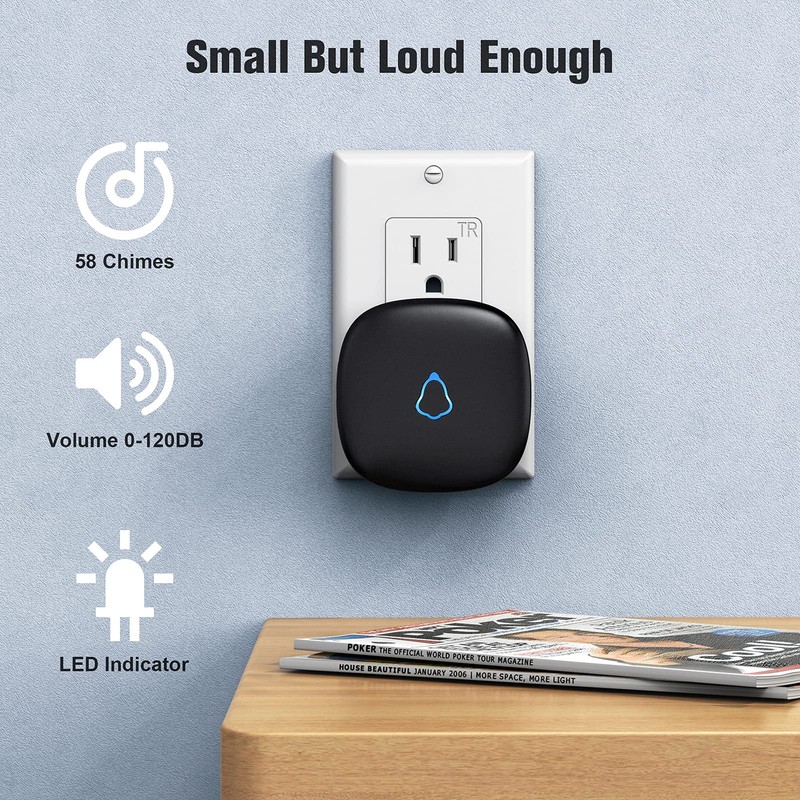 SECRUI Wireless Doorbell with 2 Buttons, Waterproof Mini Doorbell 1,000ft