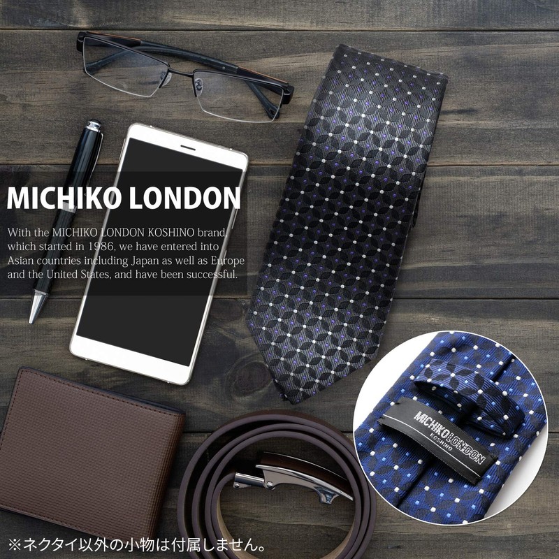 Michi Kolondon Brand Necktie, 100% Silk, Jacquard Weave, Dots, Small